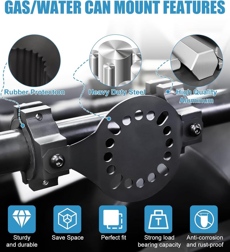 Drieaco Upgraded UTV Gas Can Mount, Water Tank Oil Can Holder Gasoline Pack Fuel Container Mounting Bracket for UTV ATV Polaris RZR Ranger Can-Am Maverick Defender krx Talon Pioneer with 1-2" Roll Bar - Image 3